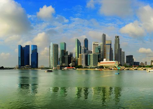 View of Singapore vith beautiful white clouds