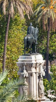 Plaza Nueva Ferdinand Statue Seville Andalusia Spain.