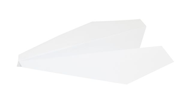 studio photography of a paper plane isolated on white with clipping path