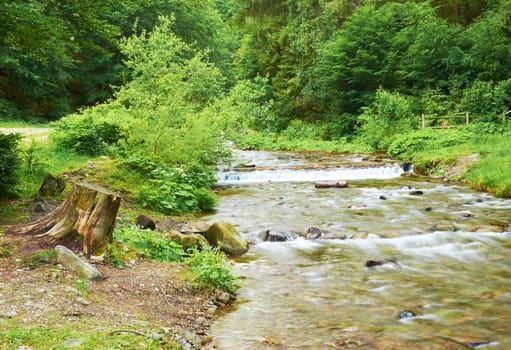 A small waterfall in the Carpathian Mountains