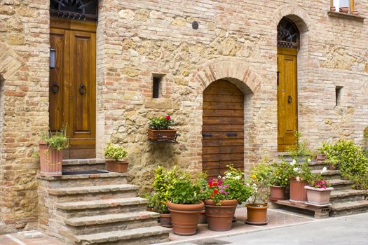 lovely tuscan street, Pienza, Italy
