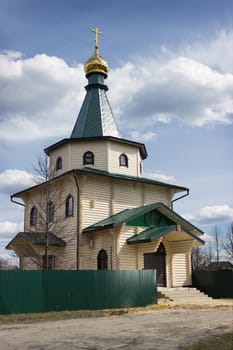 Only just built a wooden church in the village. Russia