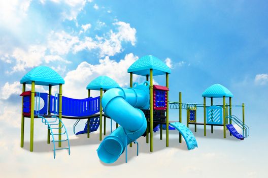 Colorful children's playground on the clouds