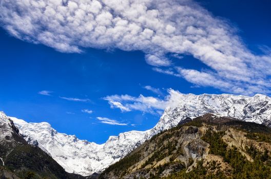 Himalayas mountain range peaks in Annapurna region