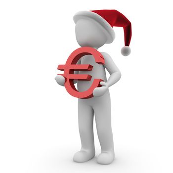 A character with a stocking cap holding the euro sign in the hands.