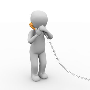 A character whispers with his friend on the phone.