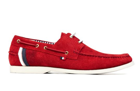 Dark red male loafer over white background