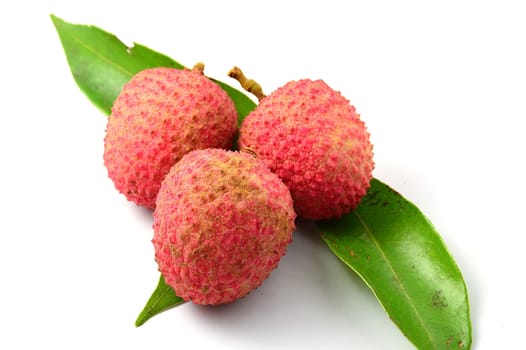 closeup of freshly produced bunch of ripe and delicious Lychee fruits