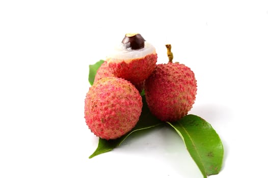 closeup of freshly produced bunch of ripe and delicious Lychee fruits