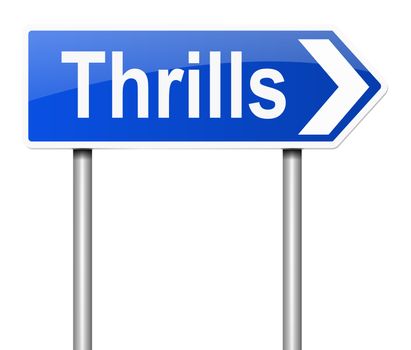 Illustration depicting a sign with a thrills concept.