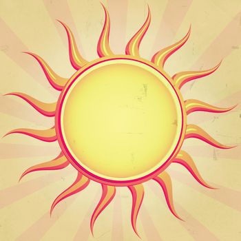 retro Background with yellow Sun with rays