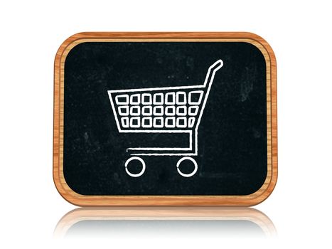 3d blackboard banner with chalk shopping cart