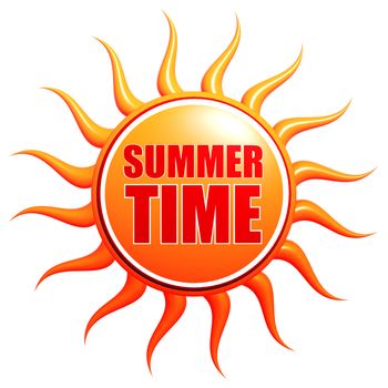 Summer time text over 3d orange sun