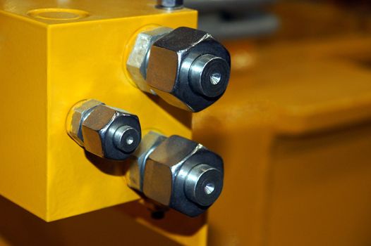 The nuts with plugs are located on the yellow detail 