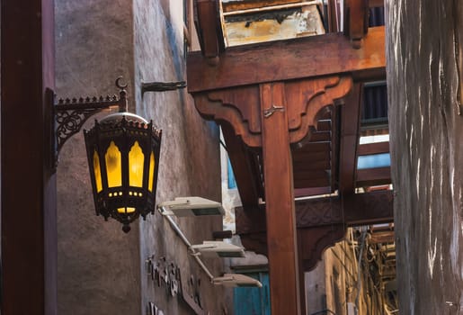 Arab street lanterns in the city of Dubai in the United Arab Emirates