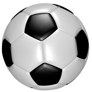 A very high resolution (100 megapixels) CGI image of a soccer ball on a white background.