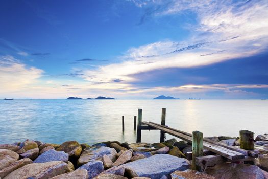 Calm sunset with a jetty 