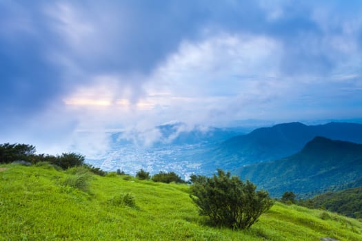 Sunset at mountain landscape in Hong Kong