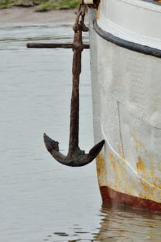 Detail of front of boat with anchor