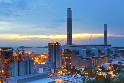 Power station at sunset