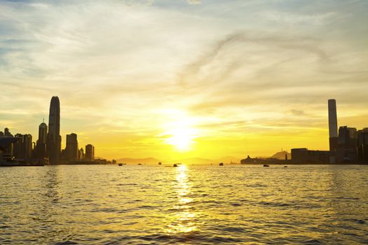 Hong Kong skyline at sunset