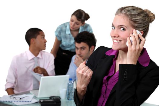 Businesswoman delighted with her phone call