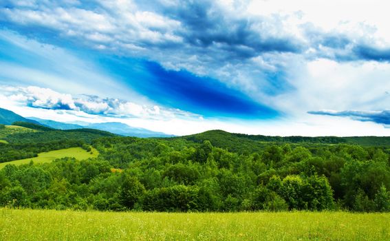 Mountain landscape of Carpathian mountains in summer