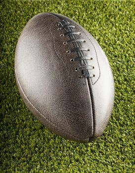 Close up of brown dark old football