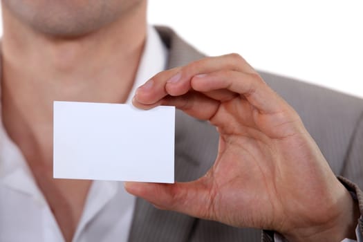 Executive with a blank business card