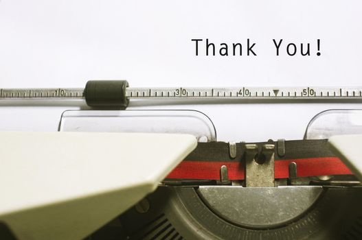 thank you message on typewriter paper, for appreciation concepts.
