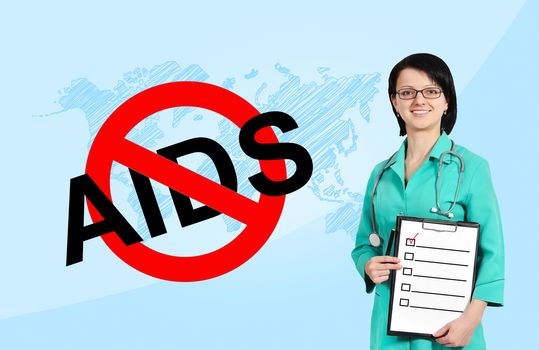 stop aids sign and  female doctor