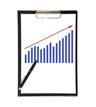 clip board with chart on white background