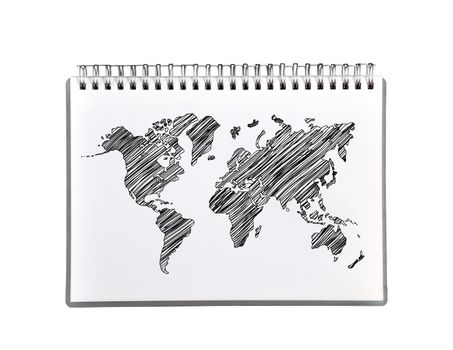 Notebook With Metal Binder and drawing world map