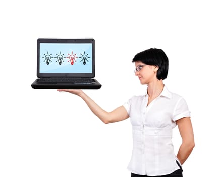 woman holding laptop, idea concept