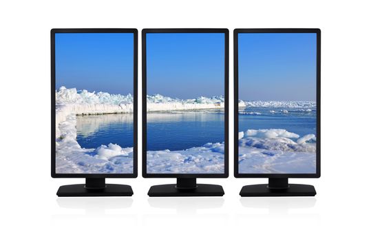 flat panels with icy landscape