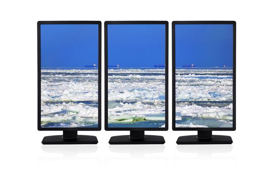 flat panels with icy landscape