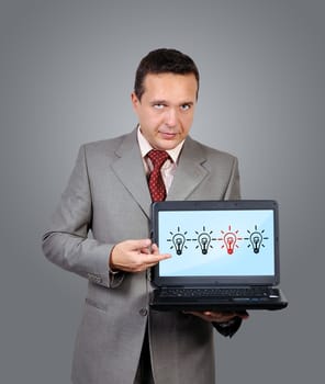 businessman with laptop in hand, idea concept