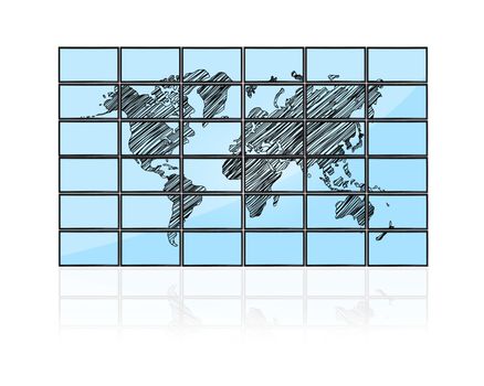 flat panels with world map