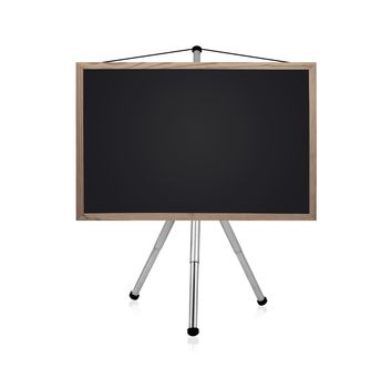 blank blackboard with tripod on a white background