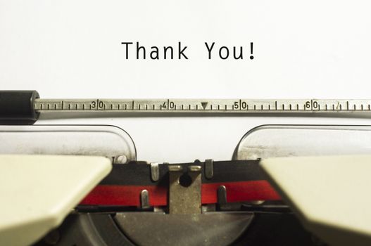 thank you message on typewriter paper, for appreciation concepts.