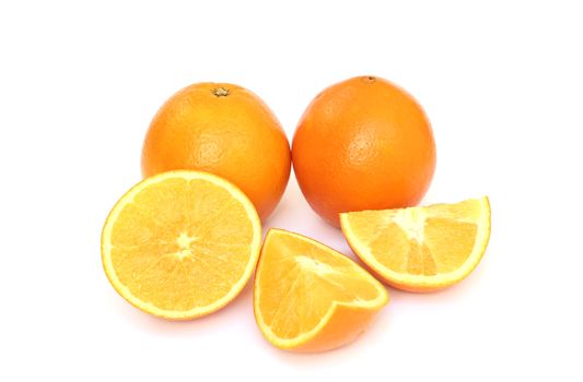 Group of ripe orange isolated on white background