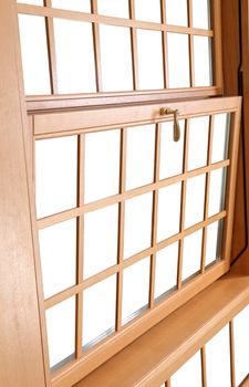 Wood Double Hung Windows. Double-hung window parts. The double hung is composed of two sashes that slide up and down, and tilt in for easy cleaning.  The windows use a constant force balancing system to support the weight of each sash. 