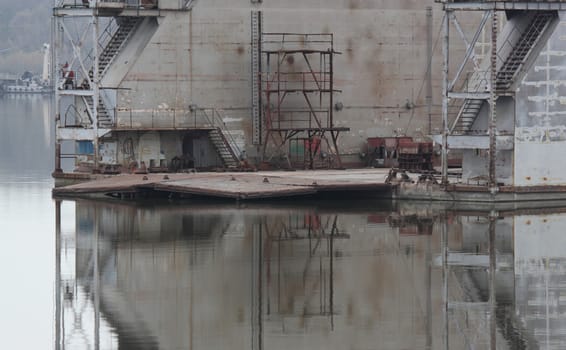 reflection of dock in river