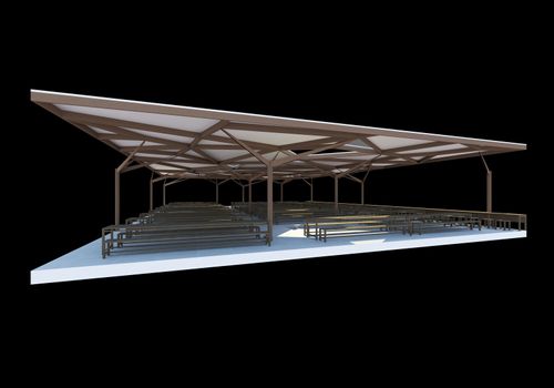 3D Rendered of Canteen,Organic Architecture on black background