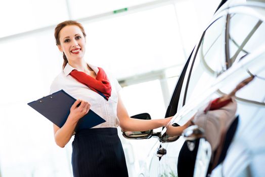 portrait of a young woman in a showroom consultant