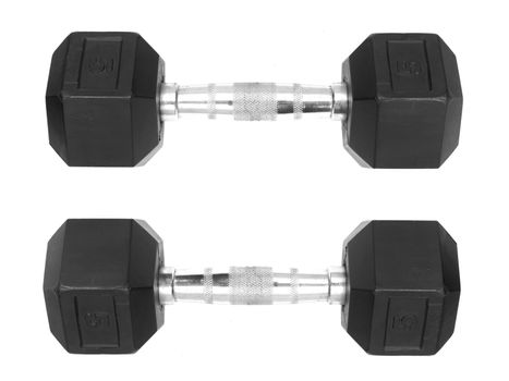 Gym weights isolated against a white background