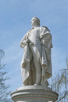 Monument of Johann Wolfgang von Goethe in Berlin, Germany. Early spring