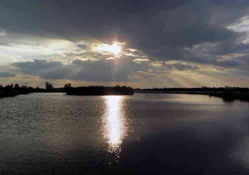 Lights on the Lake. sun, light, sky, nature,