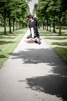 stylish man in the park in a sunny day