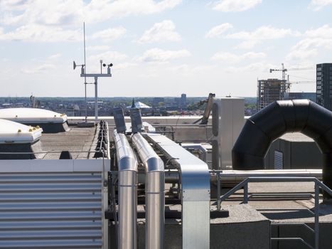 technical installation on the roof of a skyscraper